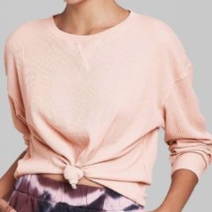 Wild Fable Waffle Knit Light Pink Top